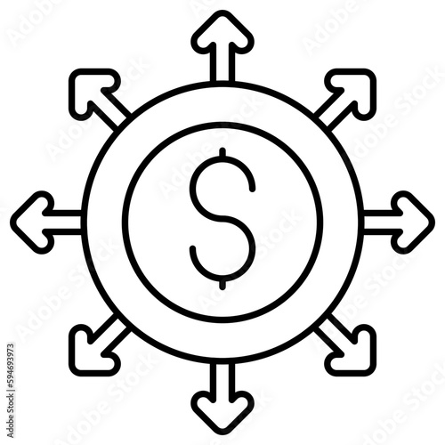 A flat design icon of financial outflow 