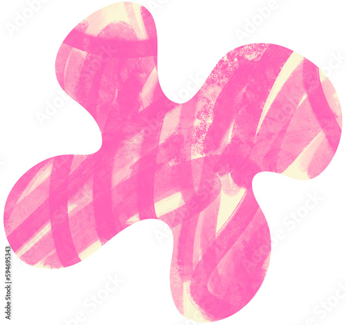 Pink and beige decorative element. Childish abstract shape. Hand drawn png element isolated on transparent background.