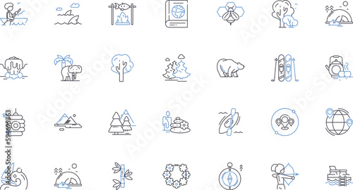 Coastal bike ride line icons collection. Ocean, Seaside, Sand, Windy, Scenic, Breezy, Path vector and linear illustration. Salty,Beachfront,Trail outline signs set