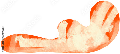 Beige and orange modern shape. Contemporary abstract form. Hand drawn png element isolated on transparent background.