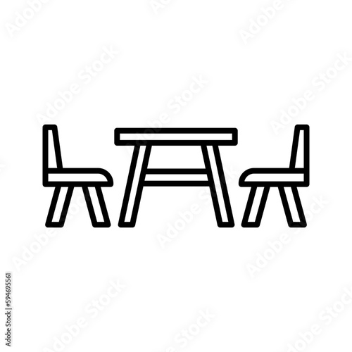 Dining table and chairs icon. Terrace cafe symbol. Bistro.