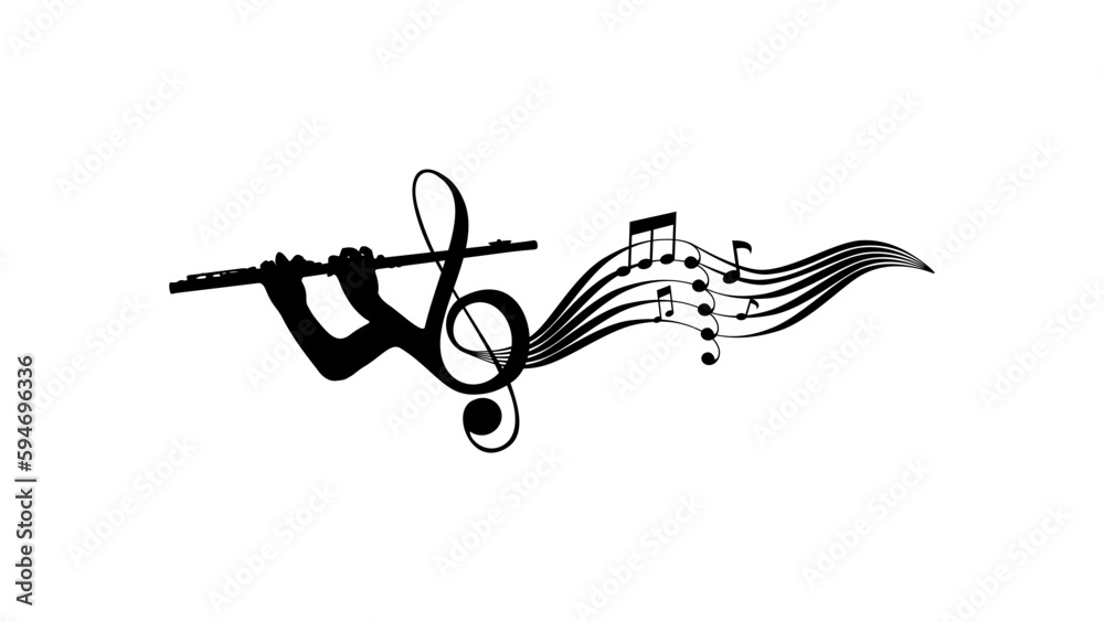 Flute player silhouette Stock Vector Adobe Stock