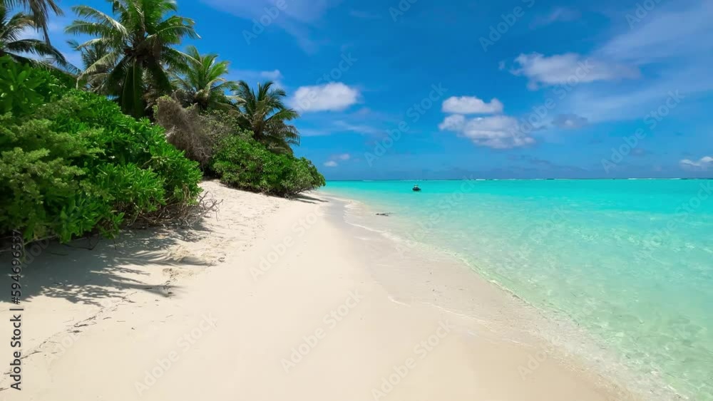 Walk along the beautiful tropical beach in Bora Bora Walk along the beautiful tropical beach in Bora Bora