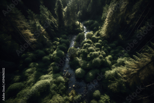 Aerial View of a Forest. Generative AI