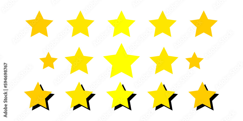 5 Star rating. Stars icon for apps and websites. Vector isolated on white background.