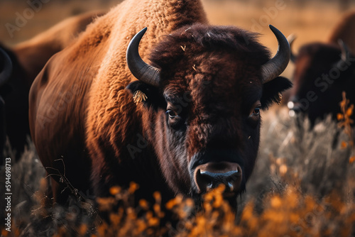 Majestätischer Bison: Eine Nahaufnahme des imposanten Tieres