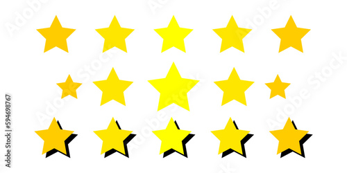 5 Star rating. Stars icon for apps and websites. Vector isolated on white background.