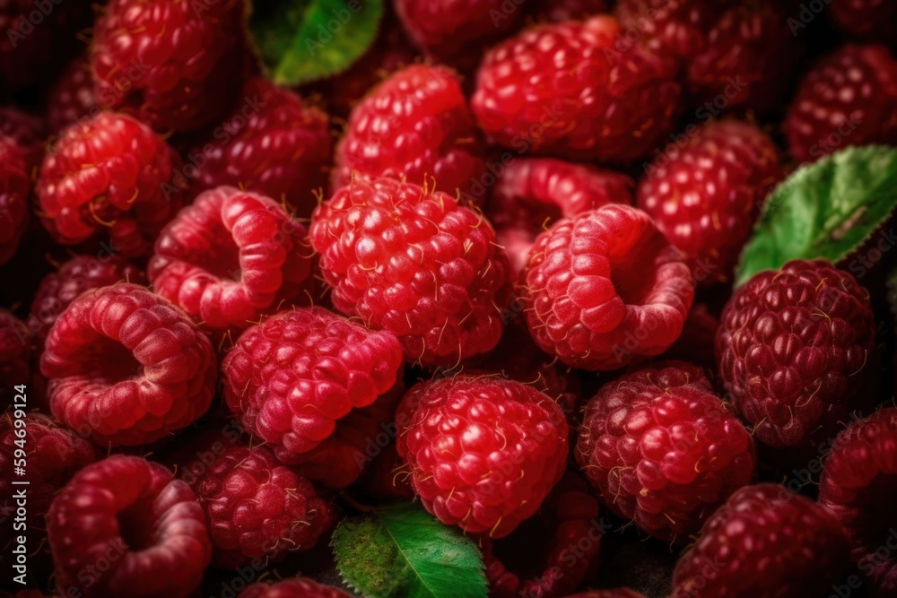 rich background with lots of raspberries Generative AI rich background with lots of raspberries Generative AI