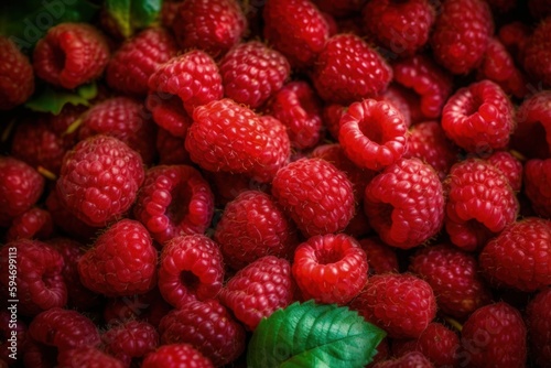 rich background with lots of raspberries Generative AI