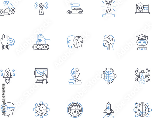 Progressive Ideas line icons collection. Innovation, Change, Evolution, Transformation, Renewal, Advancement, Reformation vector and linear illustration. Improvement,Development,Forward-thinking