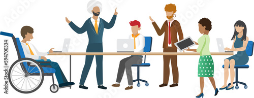Diversity business people meeting in office, equal employment opportunity. Diversification employee. PNG Flat design photo