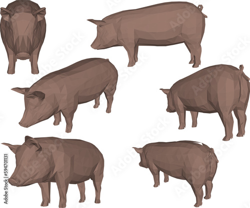 Vector sketch of farm pig illustration © nur