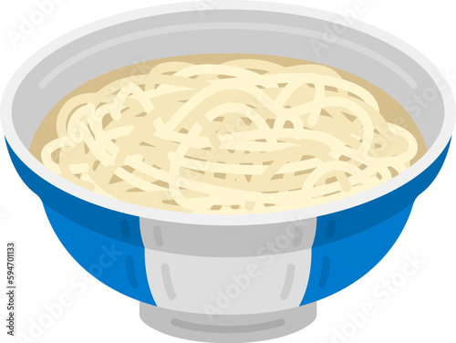 シンプルな、温かいかけうどんのイラスト