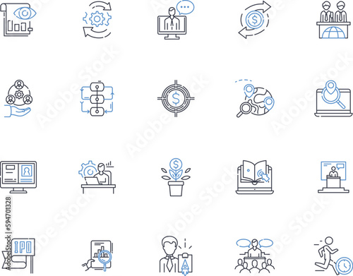Expense management line icons collection. Budgeting, Tracking, Reporting, Analysis, Tracking, Control, Transparency vector and linear illustration. Optimization,Compliance,Efficiency outline signs set