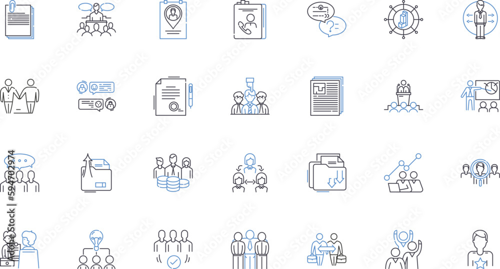 Advertising campaign line icons collection. Creativity, Strategy, Impact, Engagement, Innovation, Branding, Targeting vector and linear illustration. Message,Convincing,Promotions outline signs set