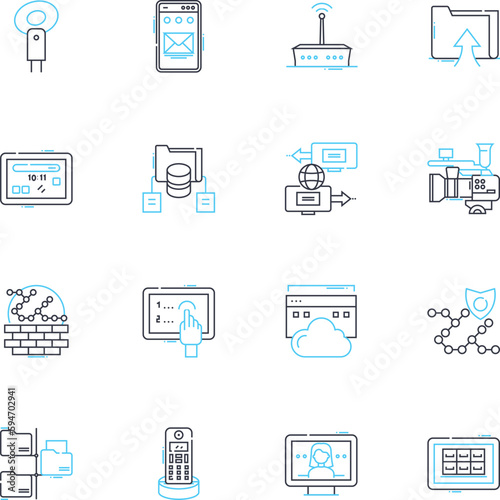 Social soft linear icons set. Connection, Communication, Engagement, Interaction, Community, Friendship, Sharing line vector and concept signs. Collaboration,Support,Nerking outline illustrations