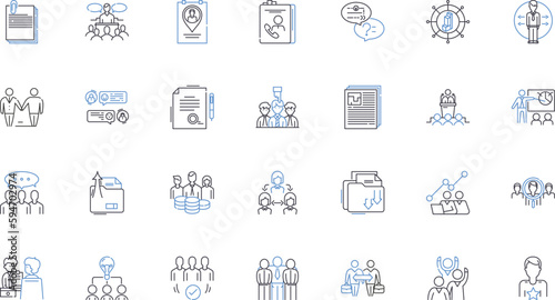 Advertising campaign line icons collection. Creativity, Strategy, Impact, Engagement, Innovation, Branding, Targeting vector and linear illustration. Message,Convincing,Promotions outline signs set