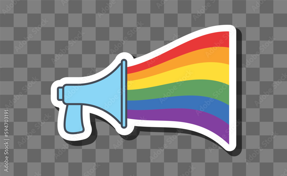 LGBT megaphone whith rainbow. Isolated vector illustration, pride month ...