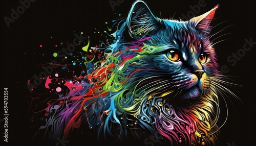 Cat in LGBTQ colors, generative ai © AI BLONDY