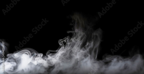 Abstract White Smoke on Black Isolated Background