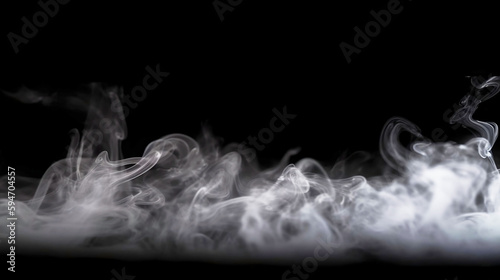 Abstract White Smoke on Black Isolated Background
