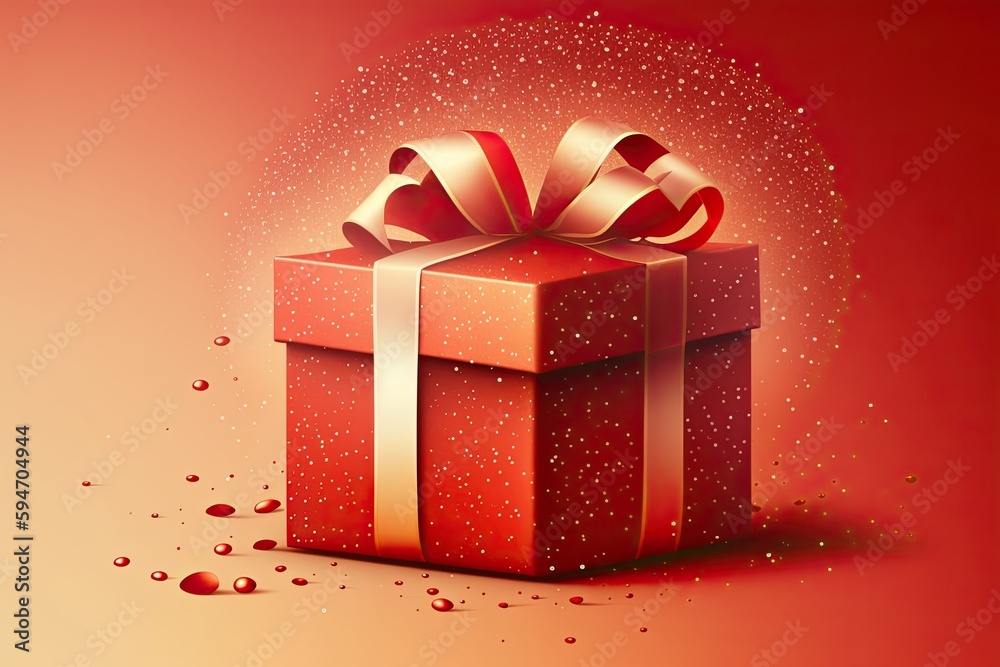 Happiness gift box on pastel color background. Generative AI Happiness gift box on pastel color background. Generative AI
