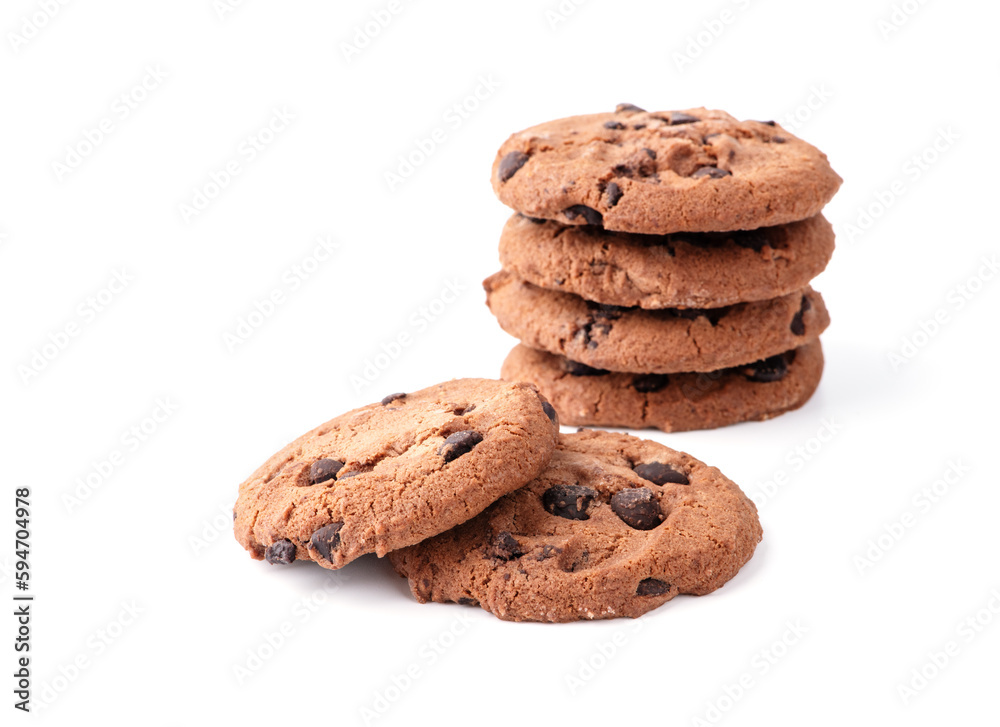 Chocolate chip cookie isolated on white background Chocolate chip cookie isolated on white background