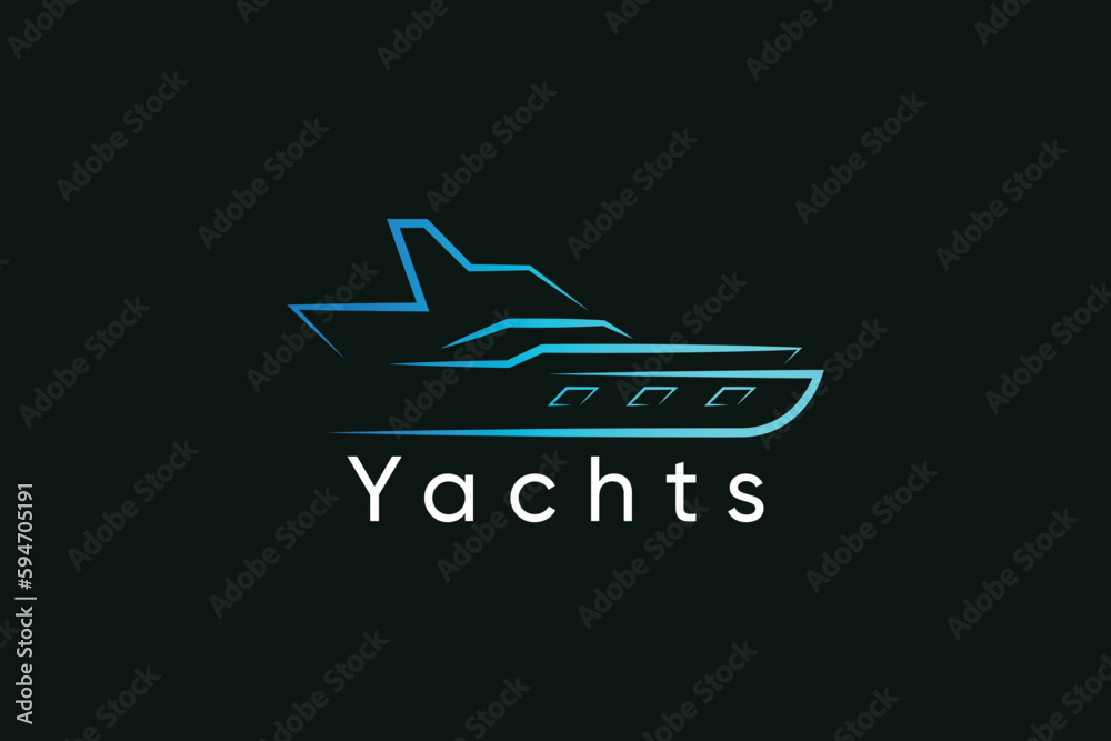 Blue ocean yachts logo design template