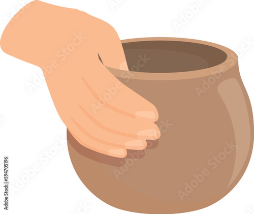 Studio potter icon cartoon vector. Pottery art. Class wheel