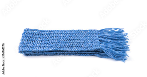 Blue warm scarf on a white background