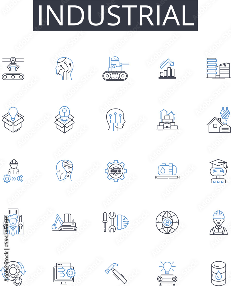 Industrial line icons collection. Manuscript, Editor, Printer, Copyright, Typesetting, ISBN, Distribution vector and linear illustration. Cover,Marketing,Formatting outline signs set