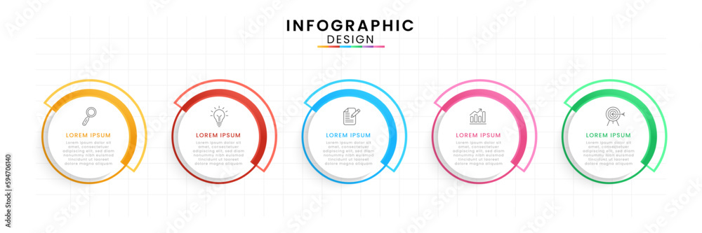 Vector Infographic design template modern timeline. 5 options or steps ...