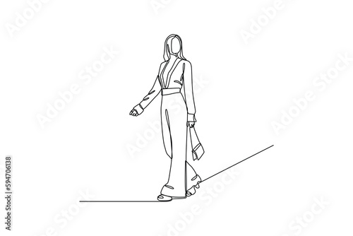 Continuous one line drawing men's or women's clothing styles. 70's style concept. Single line draw design vector graphic illustration.