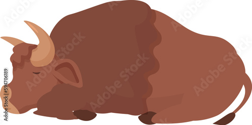 Buffalo sleeping icon cartoon vector. Bison animal. Mammal herd