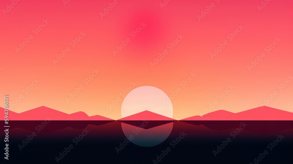 Sunset Reflection Lake Beauty AI Generated
