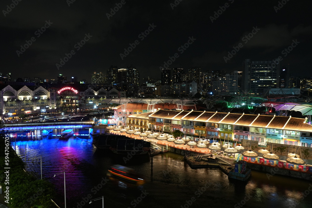 Singapore Clarke Quay|克拉碼頭|night city view|reiver