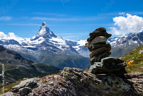 Matterhorn overlooks the Swiss town of Zermatt, in the canton of Valais.