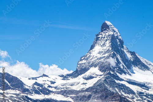 Matterhorn overlooks the Swiss town of Zermatt, in the canton of Valais.