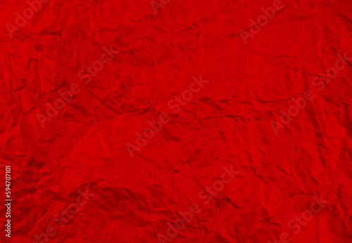 Red crumpled paper texture pattern. Rough grunge old blank.