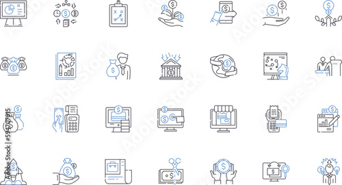 Liabilities line icons collection. Debts, Obligations, Mortgages, Expenses, Repayments, Credit, Claims vector and linear illustration. Indebtedness,Arrears,Penalties outline signs set