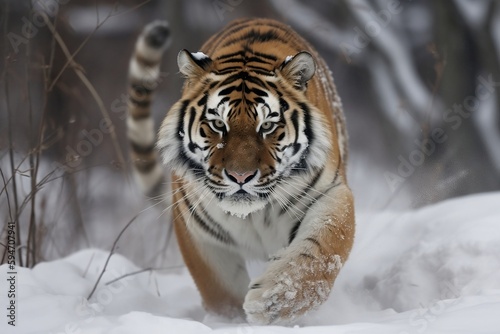 Tiger in wild winter nature. generative ai