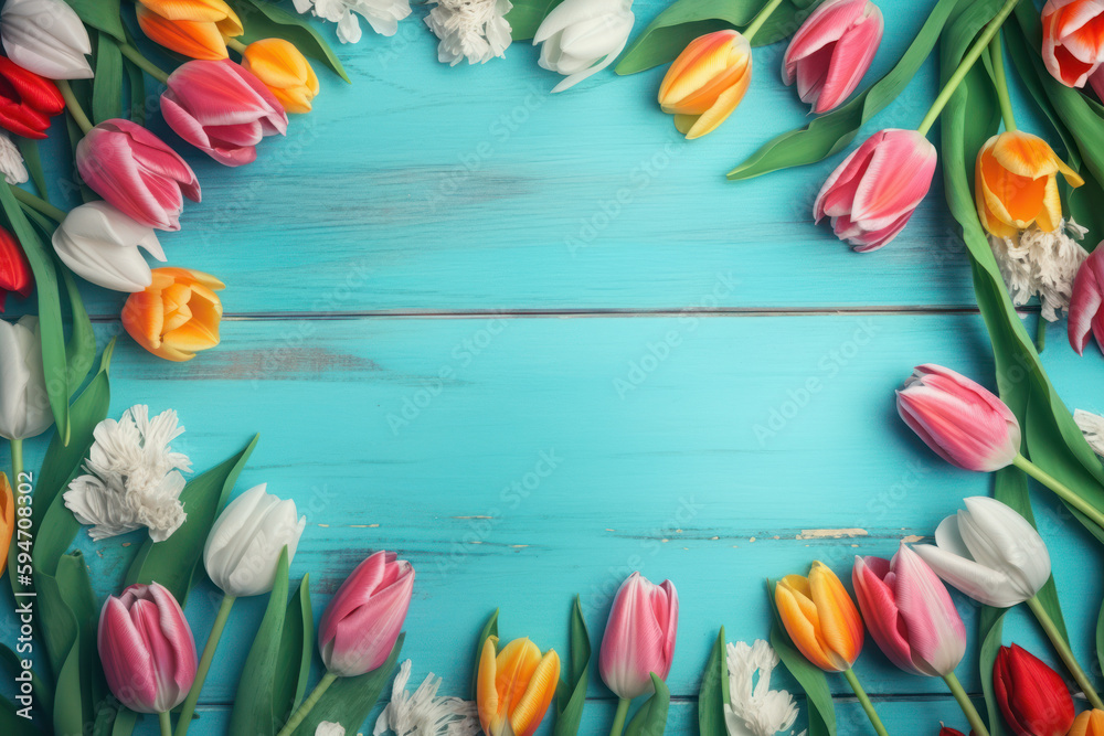 Tulip arrangement with blank space for text Tulip arrangement with blank space for text