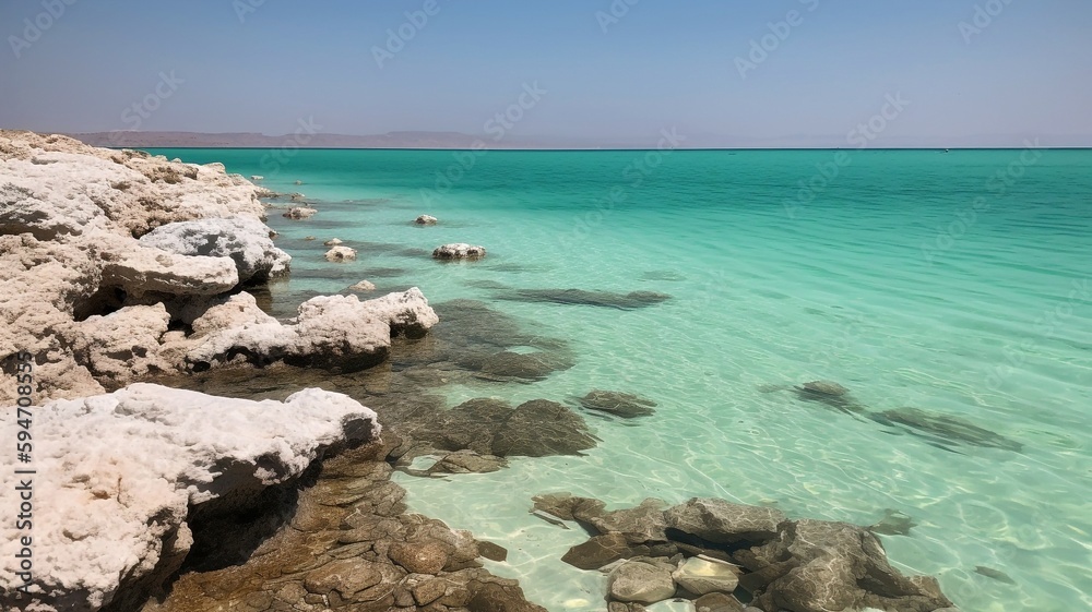 sea and rocks in the dead sea generative ai sea and rocks in the dead sea generative ai