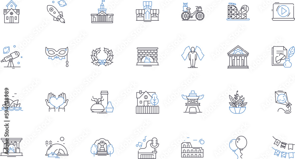 Lifestyle line icons collection. Wellness, Fashion, Fitness, Health, Adventure, Culture, Happiness vector and linear illustration. Music,Food,Travel outline signs set