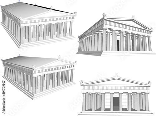 Greek holy roman temple cartoon illustration vector sketch
