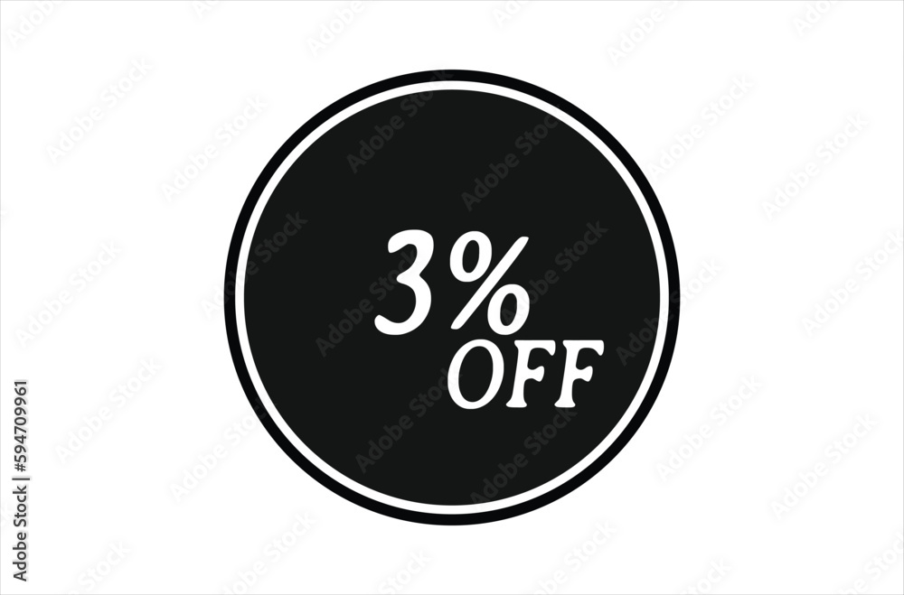 3% Off, Sale Discount Banner. Discount offer price, special offer sales promotions. vector template illustration