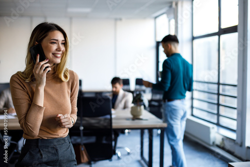 Businesswoman talking on cell phone