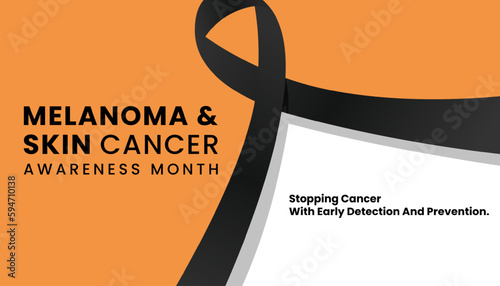 Melanoma and skin cancer awareness month observed each year in May,Exposure to ultraviolet (UV) rays causes most cases of melanoma. Melanoma and skin cancer awareness month template vector illustrator