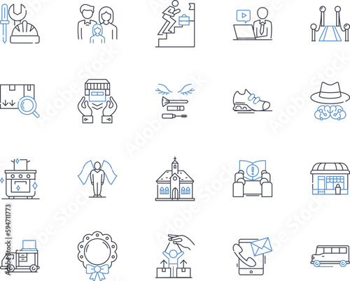 Sophisticated taste line icons collection. Elegance, Refinement, Class, Chic, Upscale, Style, Lavish vector and linear illustration. Sleek,Opulence,Glamor outline signs set