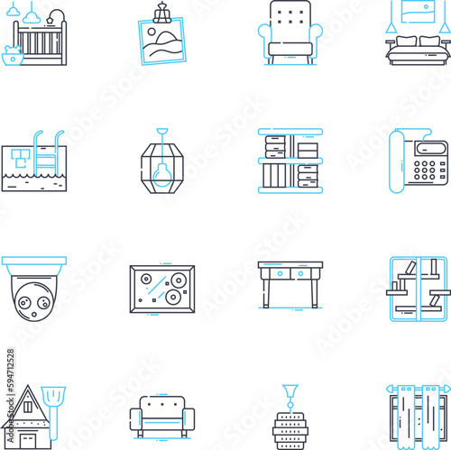 Tables linear icons set. Desk, Furniture, Surface, Workstation, Dining, Coffee, Side line vector and concept signs. Console,End,Picnic outline illustrations